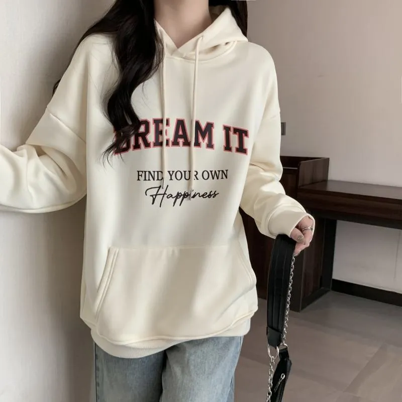 Thin Loose Fit Plus Letter Hoodie