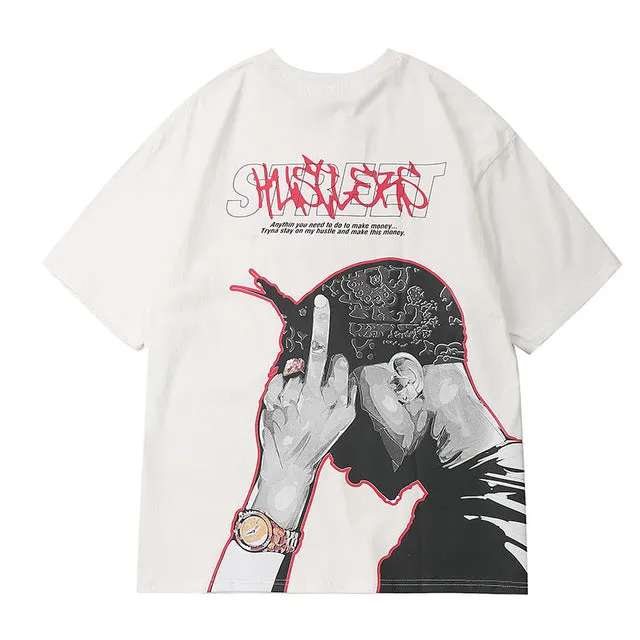 Tupac Rapper Printed Hip Hop Streetwear Loose Tees