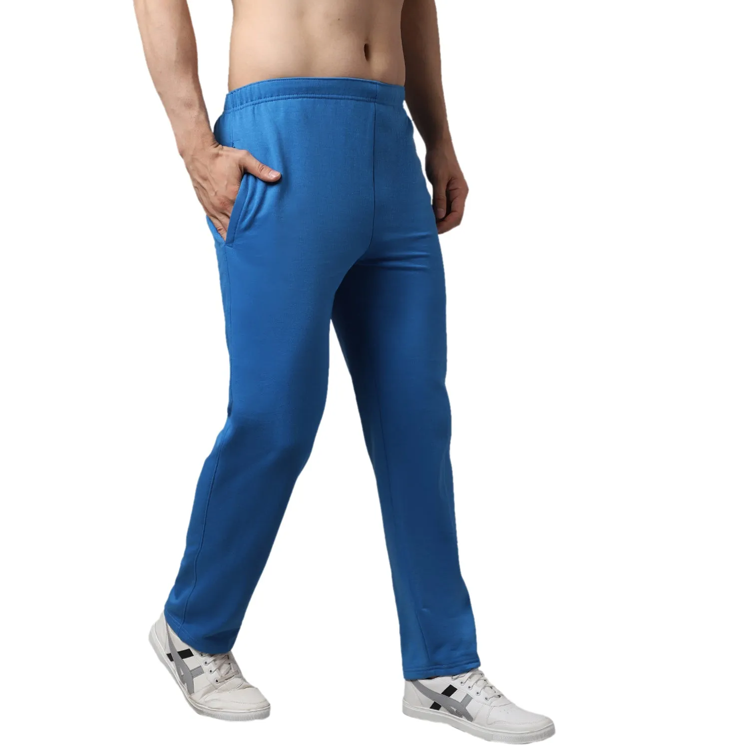 Vimal Jonney Fleece Regular-Fit Blue Cotton Trackpant for Men