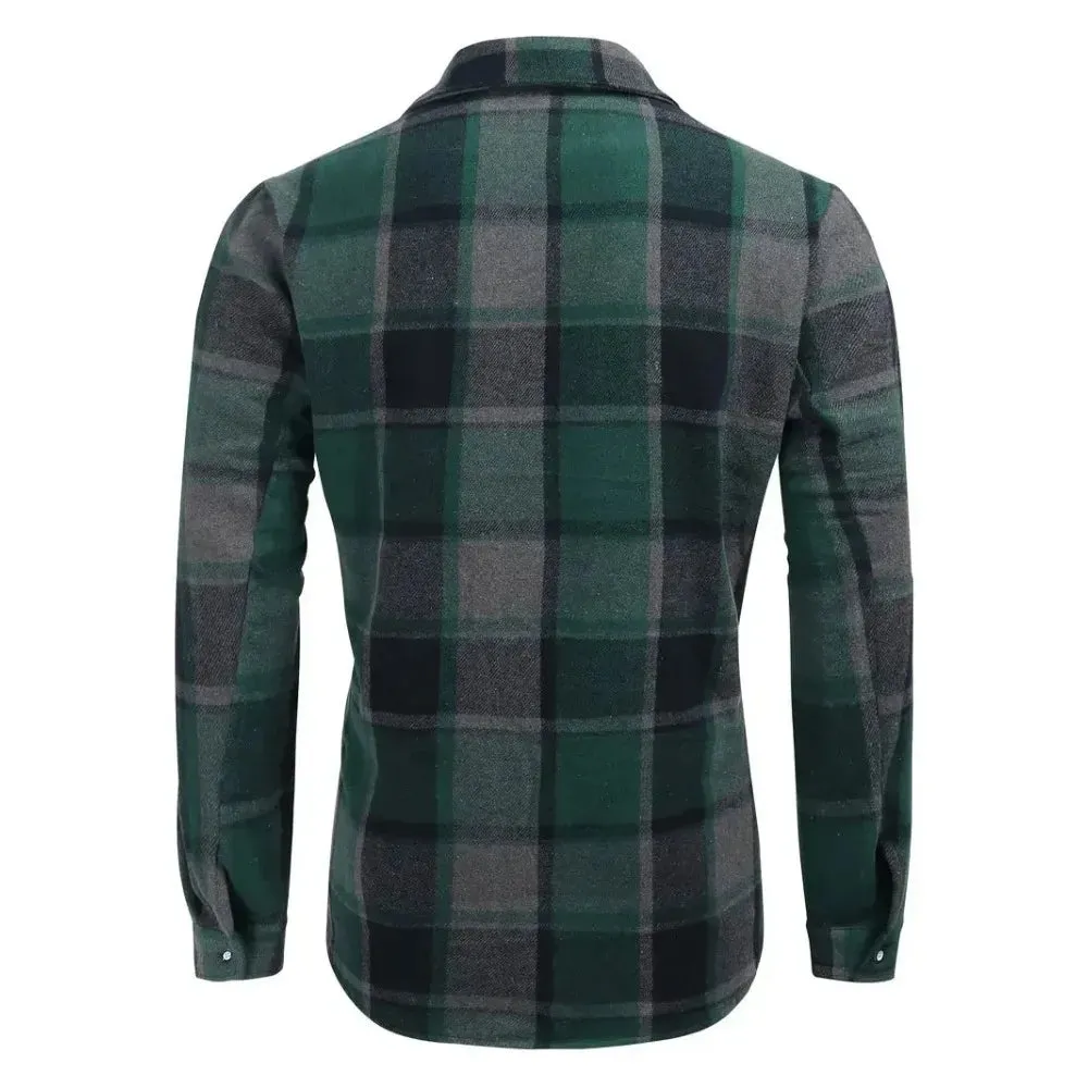 Wiaofellas  -  Mens Fashion Large Size L-4XL Plaid Shirt Long Sleeves Classic Flannel Shirt Button Down Shirt Tops Winter Jacket Men Clothing