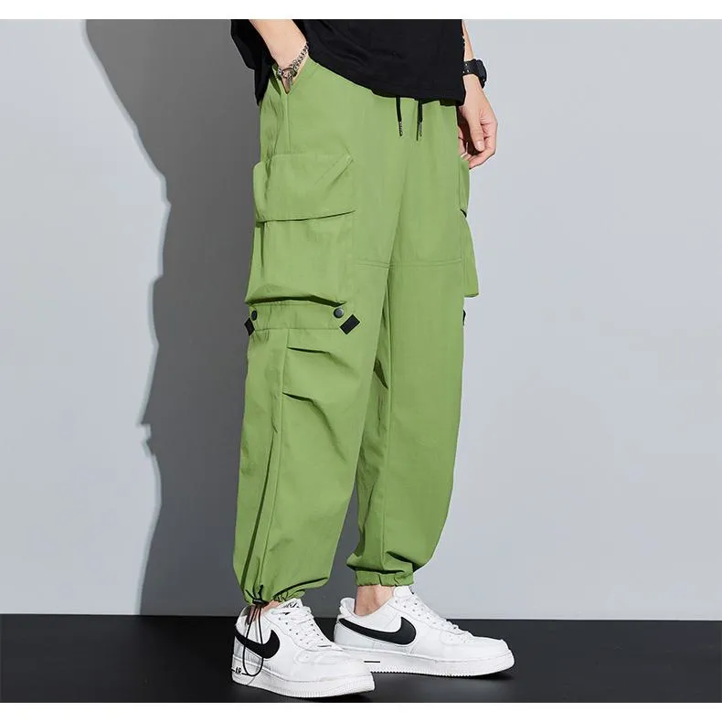 Wide Leg Elasticity Straight Leg Trendy Pocket Waterproof Versatile Cargo Pants