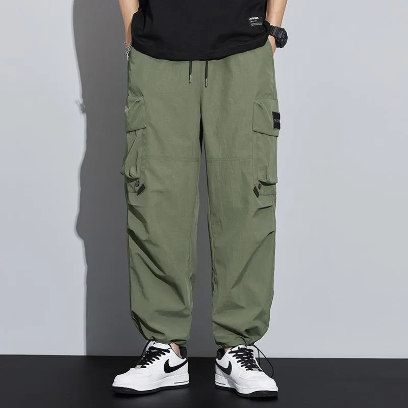 Wide Leg Elasticity Straight Leg Trendy Pocket Waterproof Versatile Cargo Pants