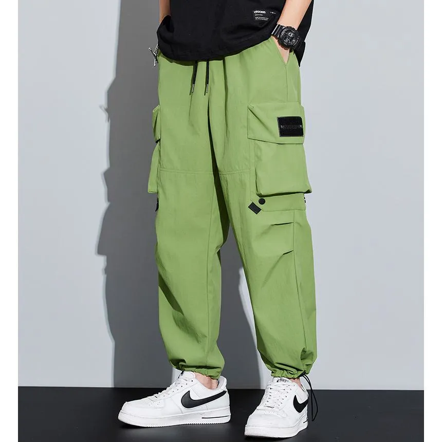 Wide Leg Elasticity Straight Leg Trendy Pocket Waterproof Versatile Cargo Pants