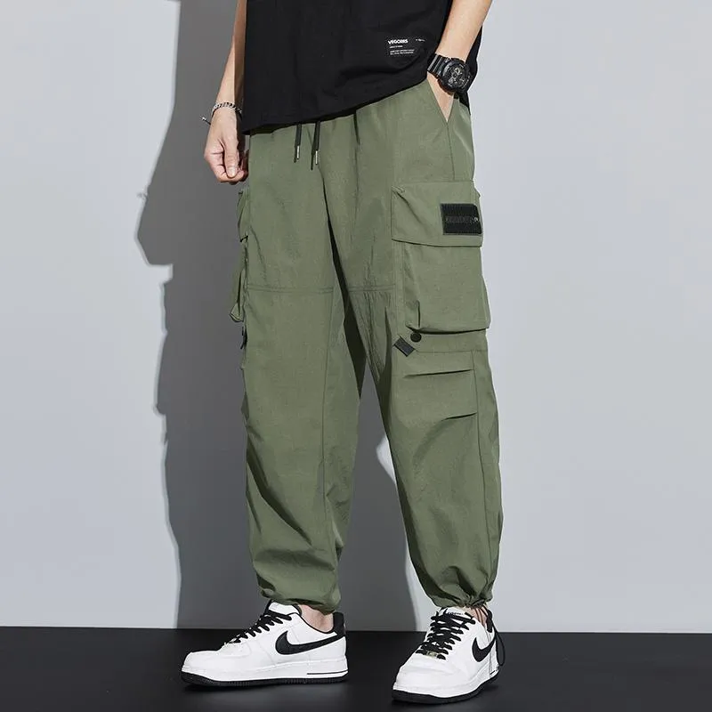 Wide Leg Elasticity Straight Leg Trendy Pocket Waterproof Versatile Cargo Pants