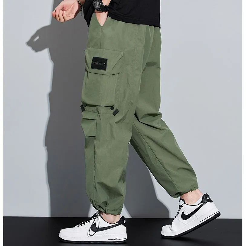 Wide Leg Elasticity Straight Leg Trendy Pocket Waterproof Versatile Cargo Pants