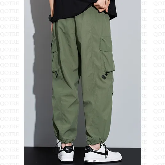 Wide Leg Elasticity Straight Leg Trendy Pocket Waterproof Versatile Cargo Pants