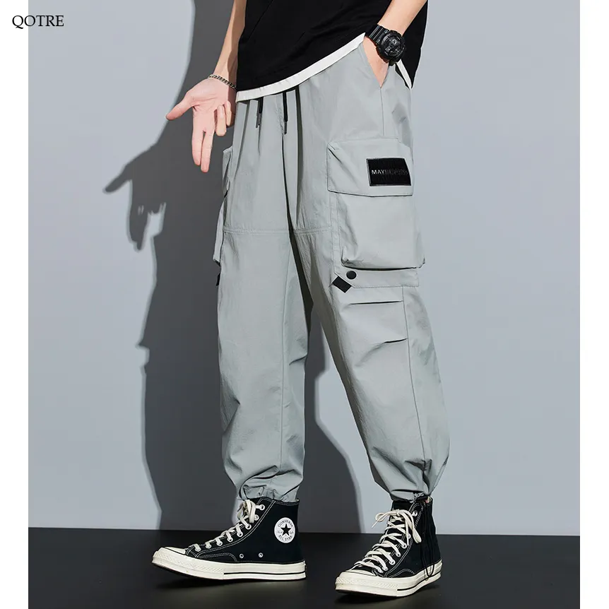 Wide Leg Elasticity Straight Leg Trendy Pocket Waterproof Versatile Cargo Pants