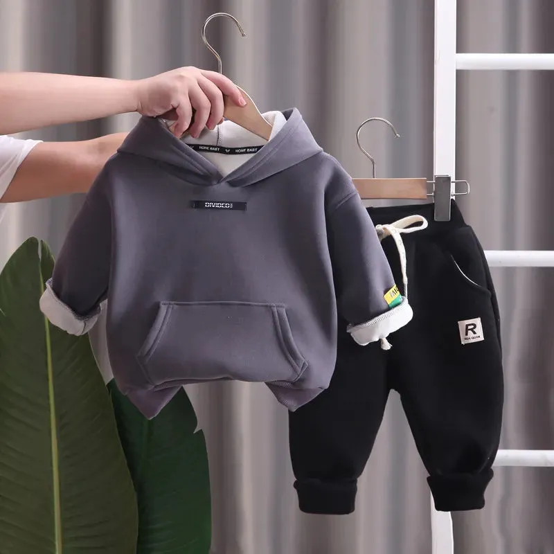 Winter Baby Girls Clothing Set Children Boys Thick Warm Hoodies Pants 2Pcs/Set Toddler Casual Costume Kids Tracksuits