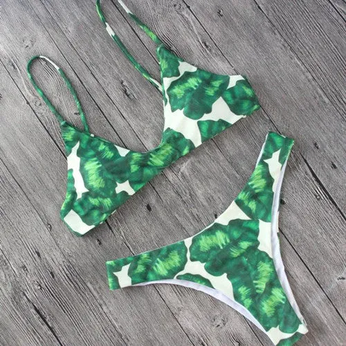 Women's Swimwear Fringed Beach Brazilian Bikini Set Wrinkled Green Elastic Swimsuit Bathing Suit Biquini Maillot De Bain E542