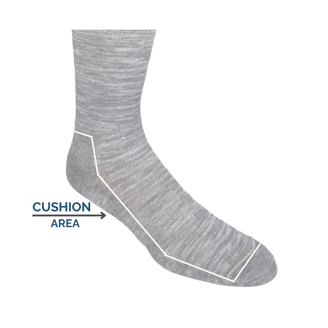 YoU® Light Grey Merino Wool CUSHION Knee High • Travel & Sport 15-20 mmHg Compression