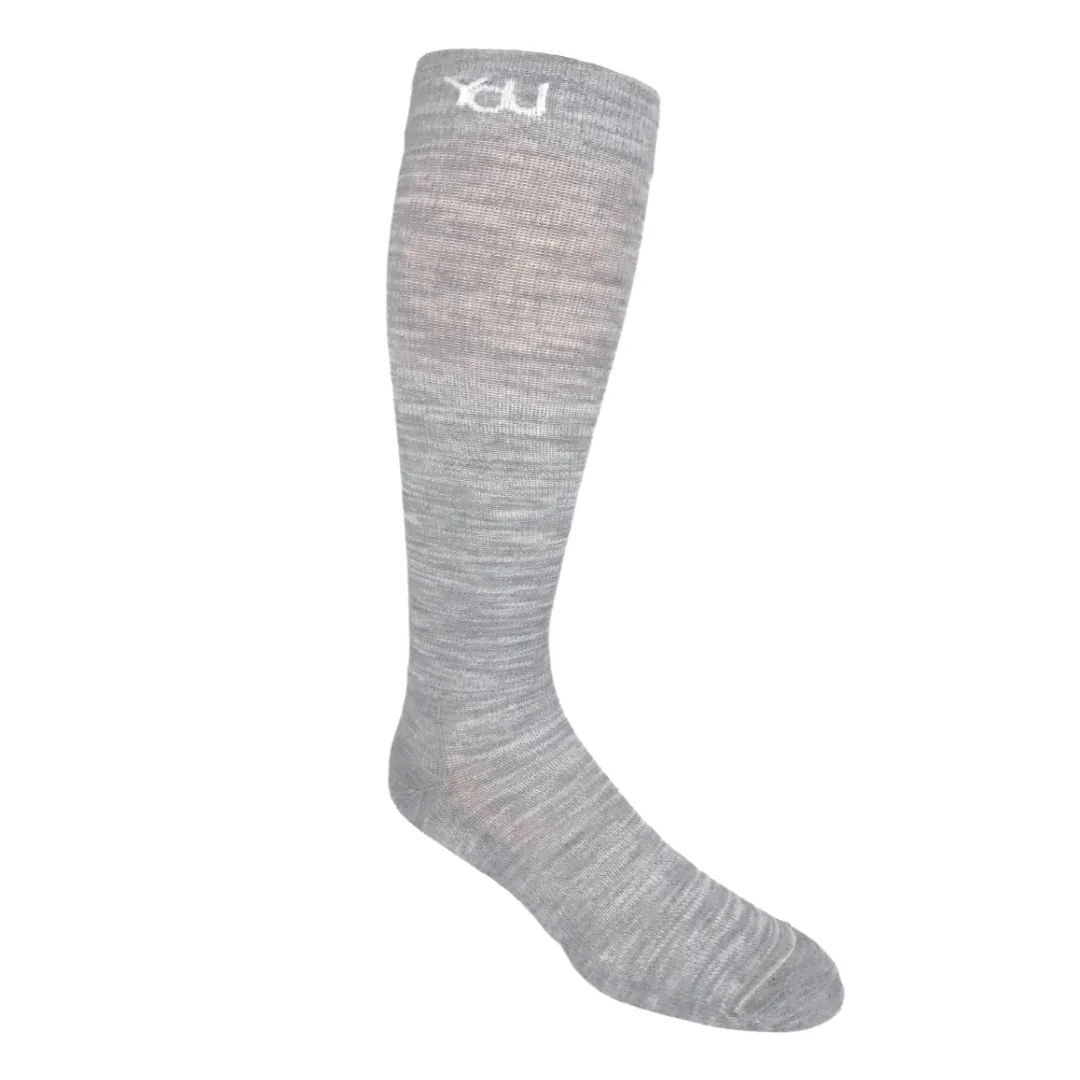 YoU® Light Grey Merino Wool CUSHION Knee High • Travel & Sport 15-20 mmHg Compression