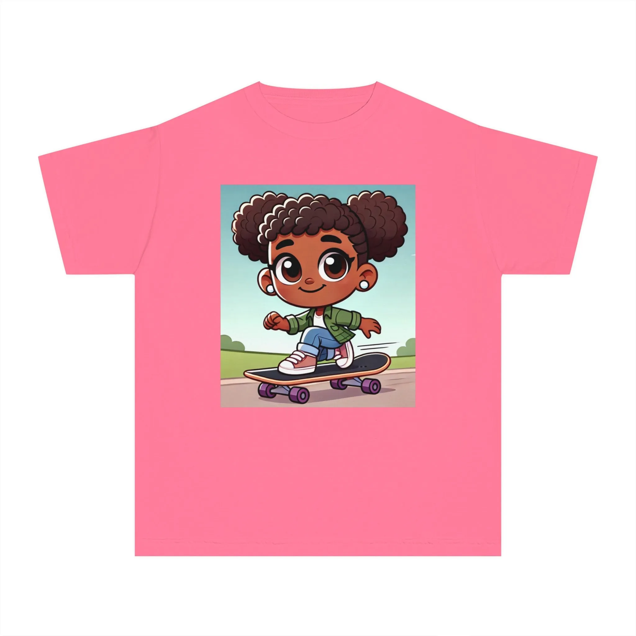 Youth - Skateboarding Queen Midweight Tee (African American / Black Girl)