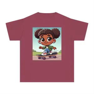 Youth - Skateboarding Queen Midweight Tee (African American / Black Girl)