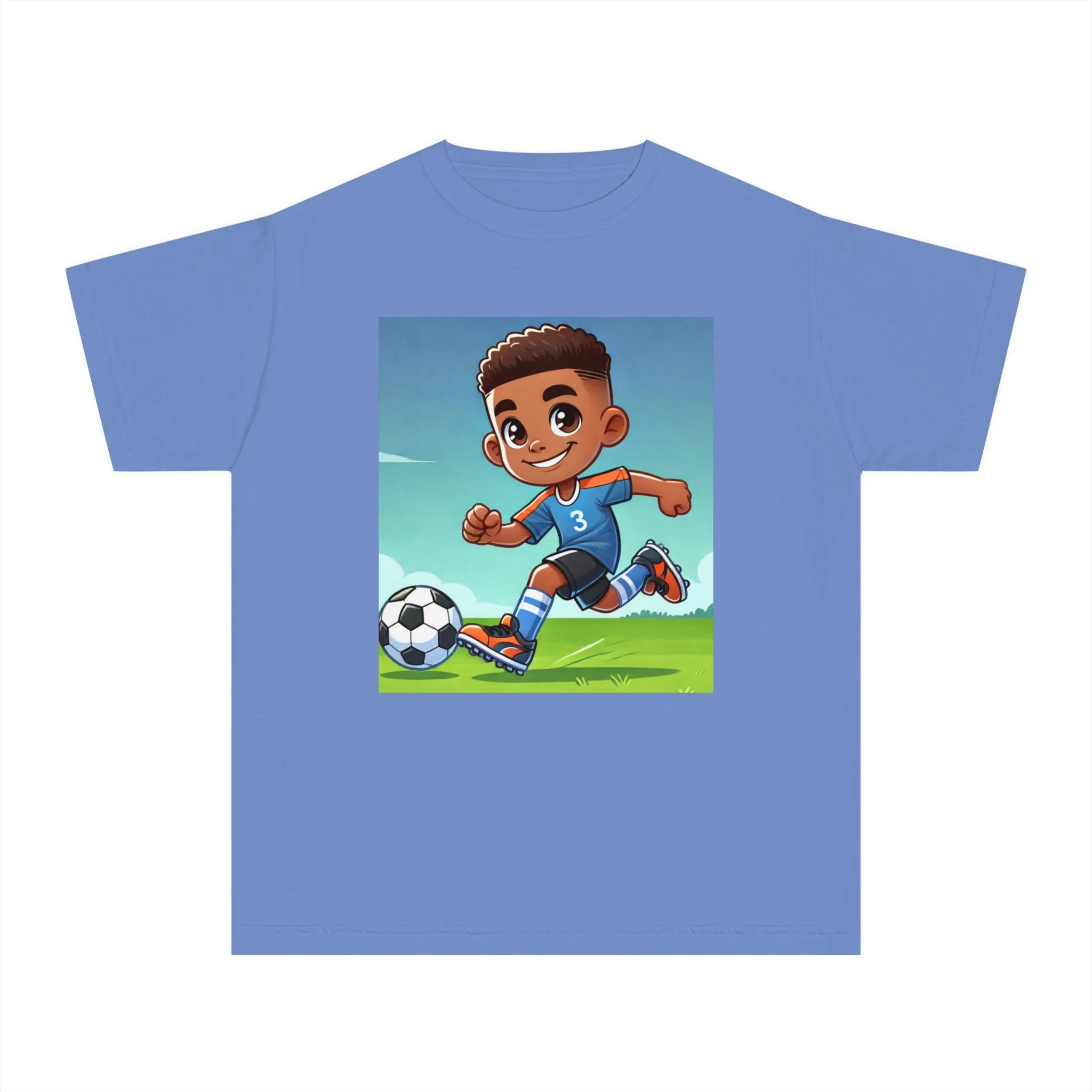 Youth - Soccer Pro Midweight Tee (African American / Black Boy)