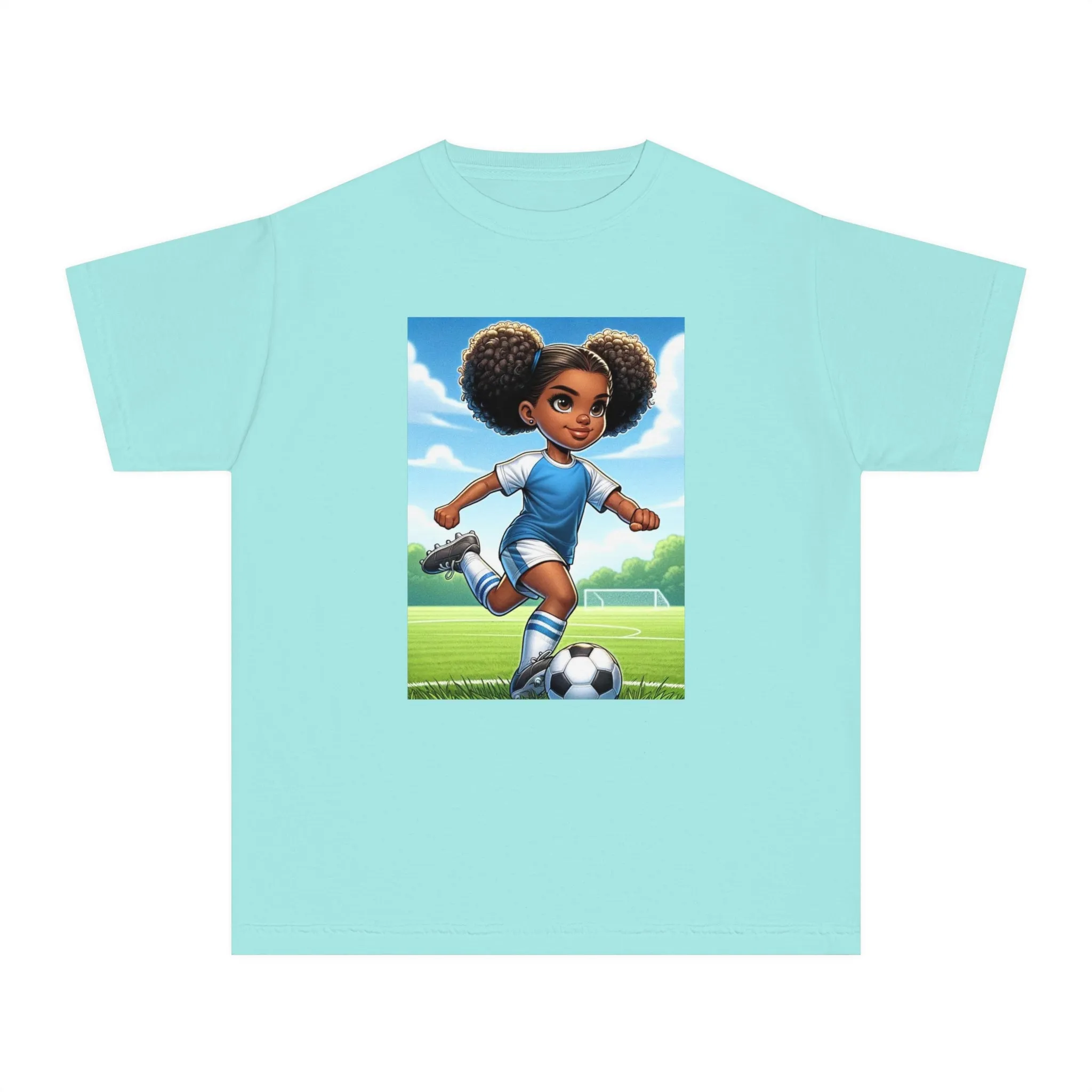 Youth - Soccer Sensation Midweight T-Shirt (African American / Black Girl)