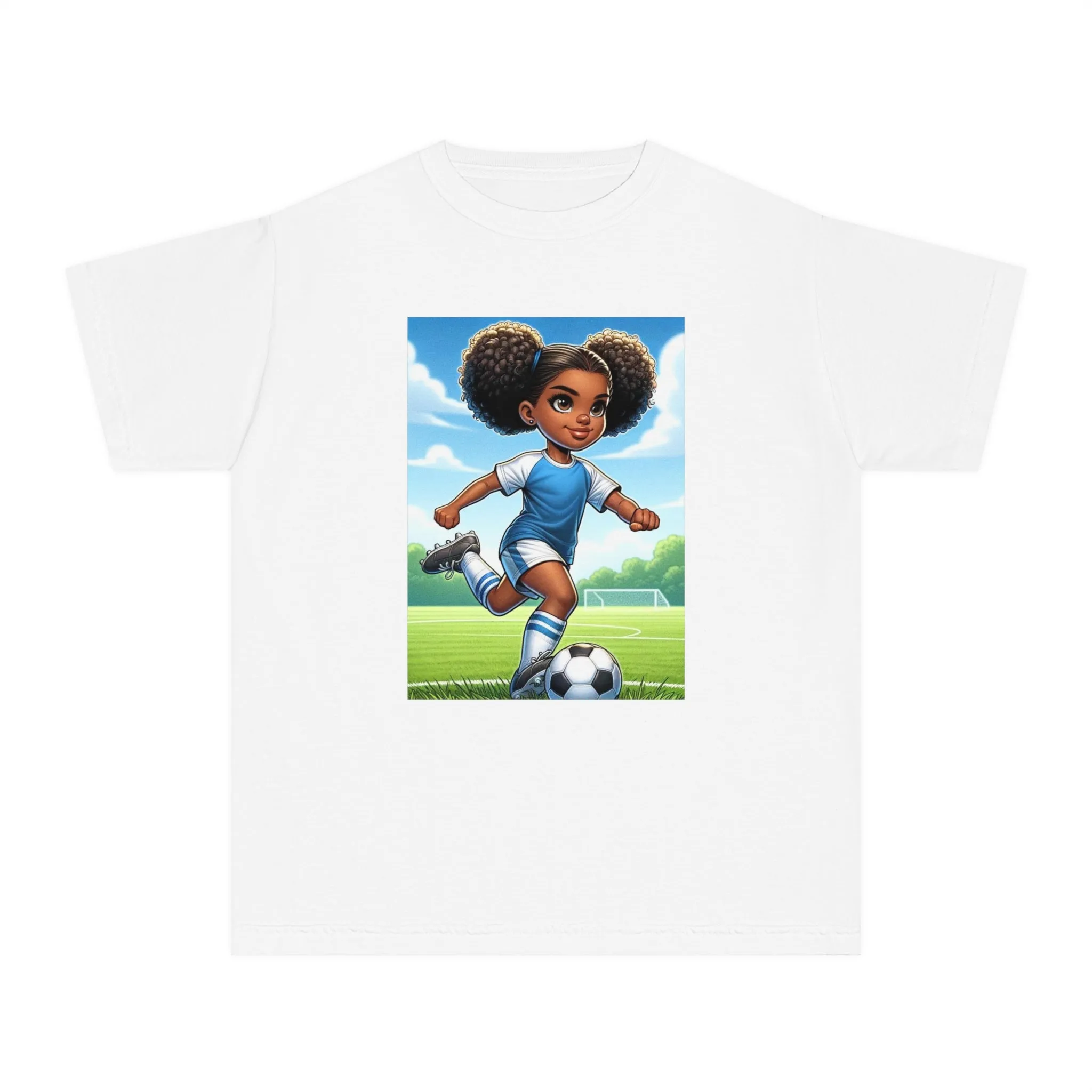 Youth - Soccer Sensation Midweight T-Shirt (African American / Black Girl)