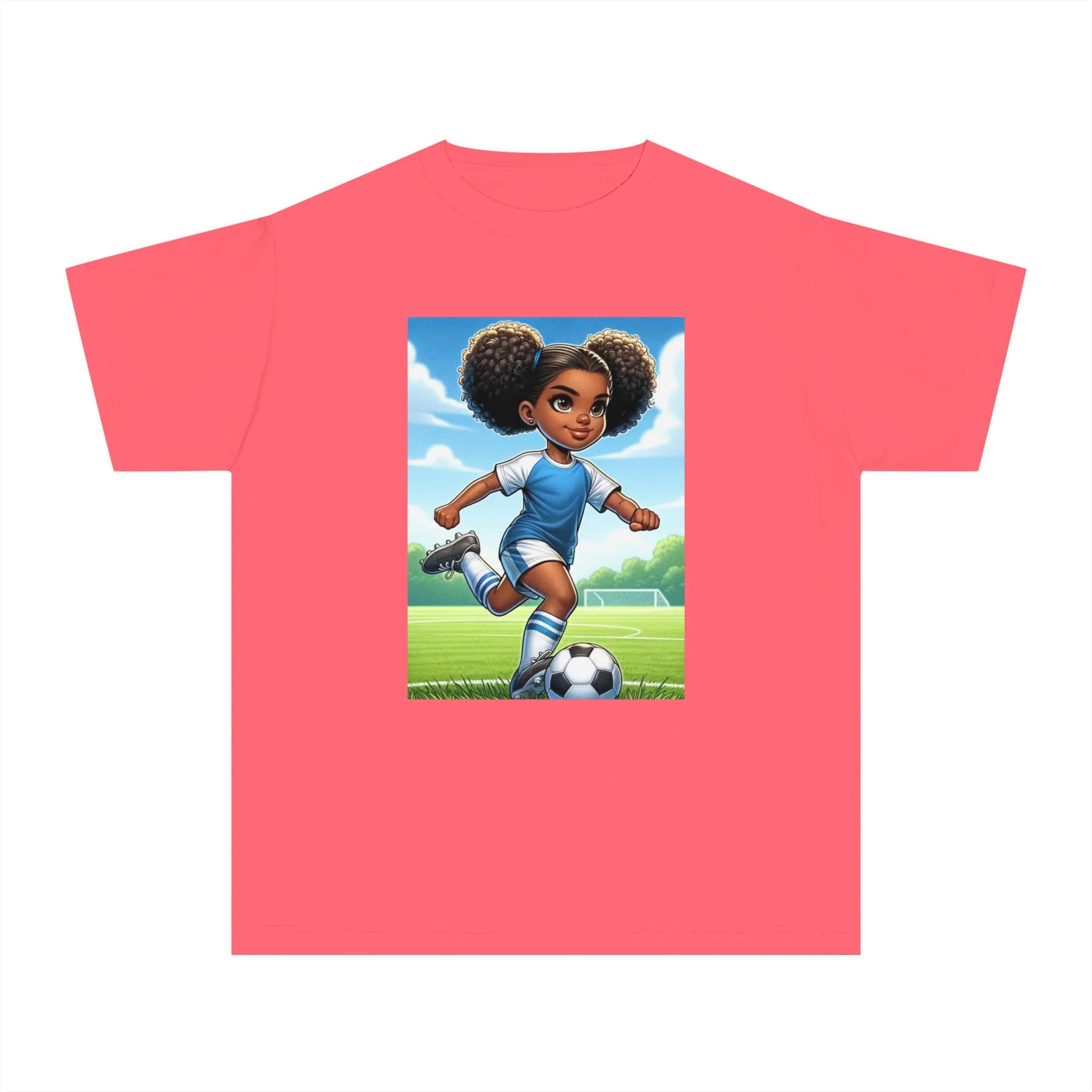 Youth - Soccer Sensation Midweight T-Shirt (African American / Black Girl)