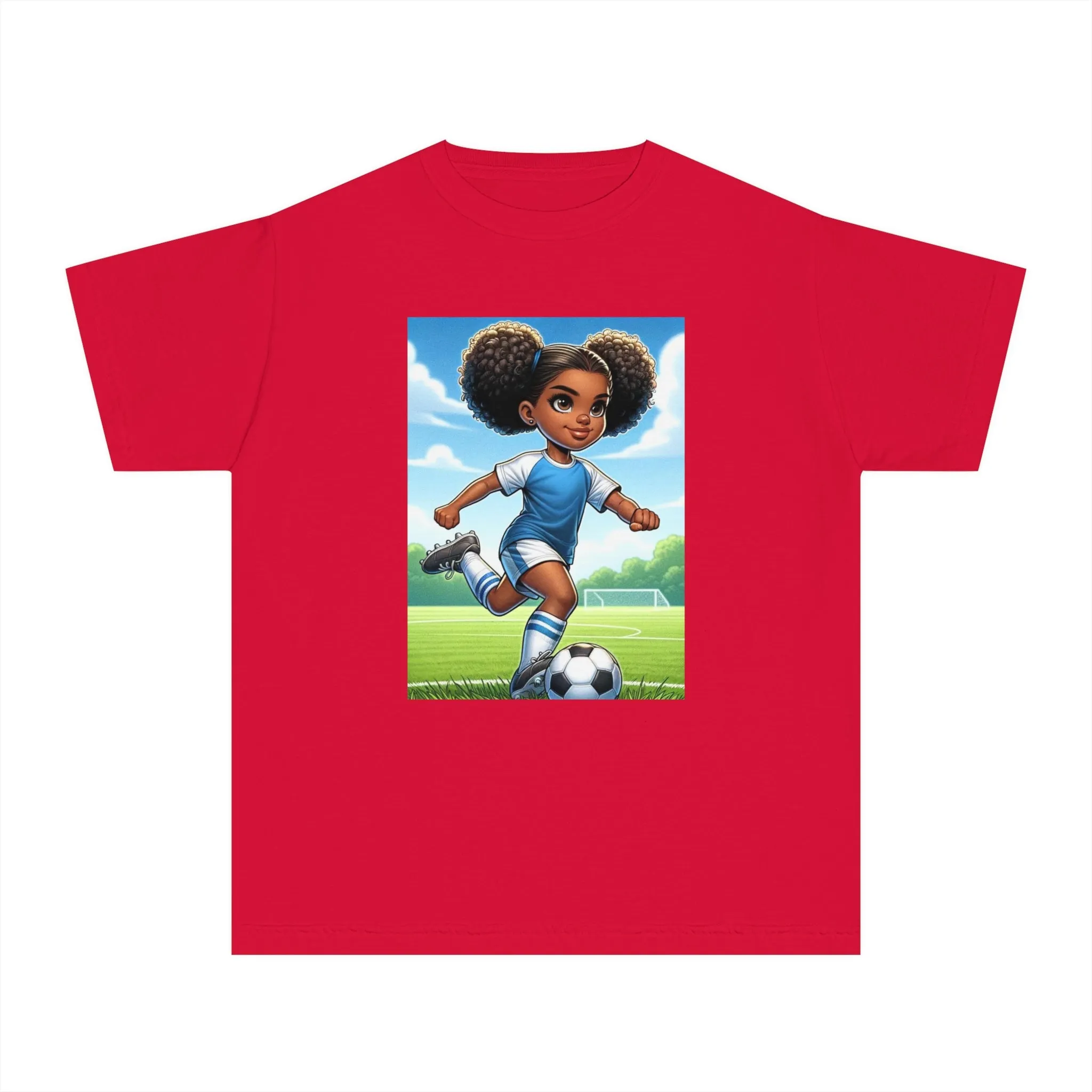 Youth - Soccer Sensation Midweight T-Shirt (African American / Black Girl)