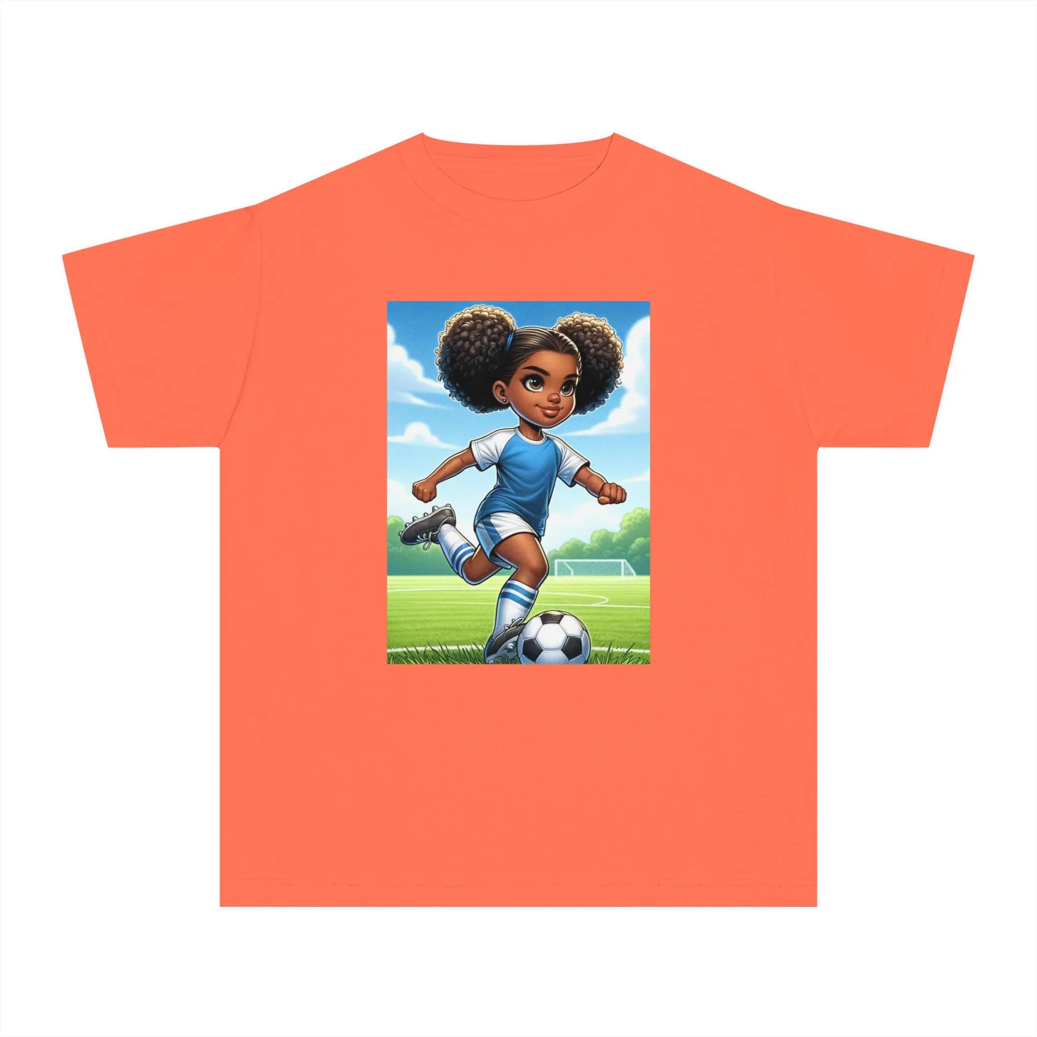 Youth - Soccer Sensation Midweight T-Shirt (African American / Black Girl)