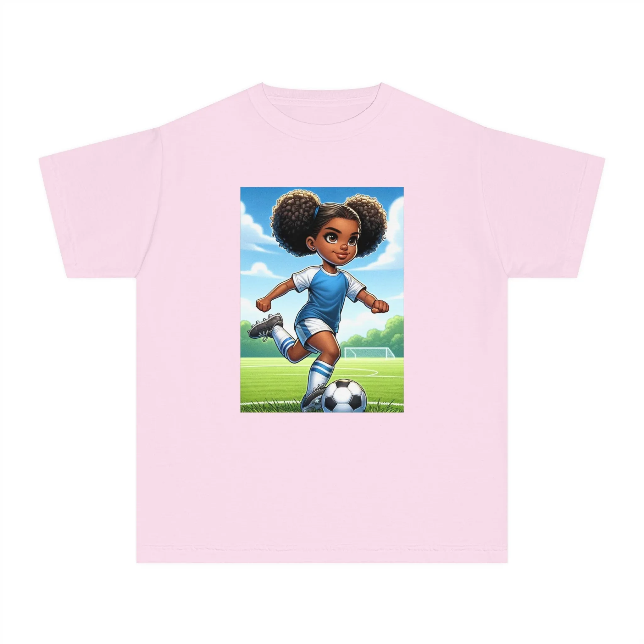 Youth - Soccer Sensation Midweight T-Shirt (African American / Black Girl)